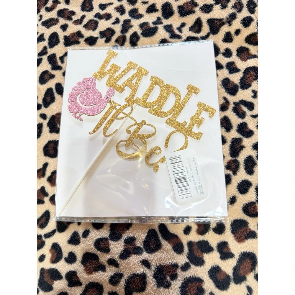Gold Glitter Turkey Cake Topper for Baby Shower, Pink‎ Animal Theme Decoration